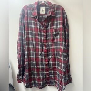 G.H. Bass & Co Men's Flannel Shirt Red Plaid Button Down Shirt Grunge XL